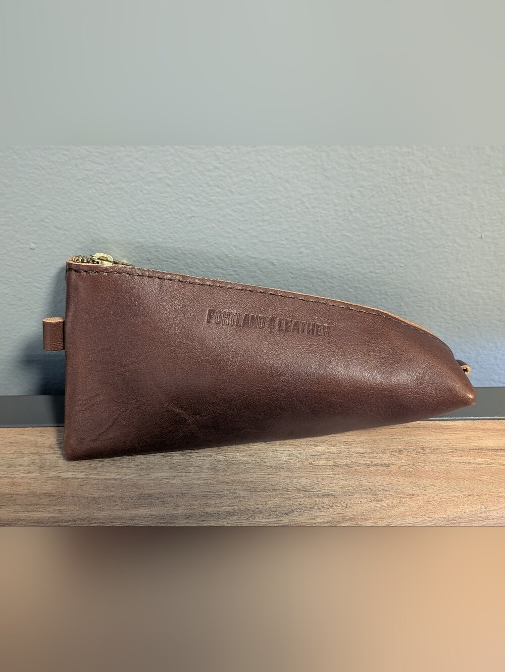 Portland Leather Goods Alpine Zipper Pouch Brown Leather